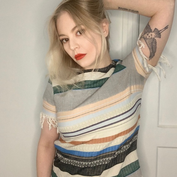 The Odells Rainbow Striped Fringe Top - Picture 5 of 9